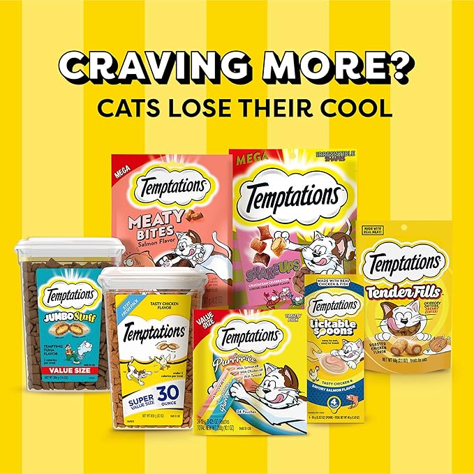 Temptations Cat Treats, Classic Crunchy and Soft Cat Treats, Shrimpy Shrimp Flavor, 3 oz. Pouch (Pack of 12)