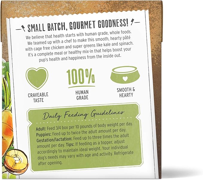 The Honest Kitchen Human Grade Butcher Block Pâté: Chicken & Super Greens Wet Dog Food, 10.5 oz (Pack of 6)