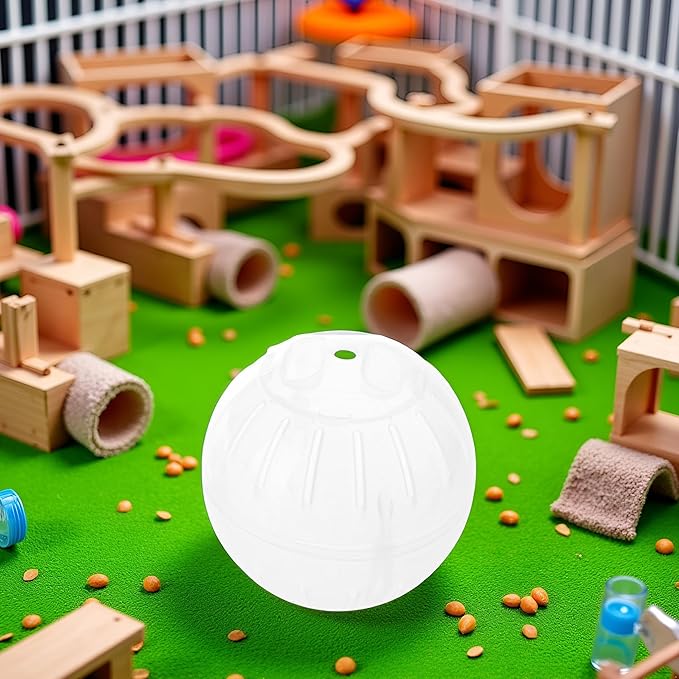 White-Transparent Silent Exercise Ball,Plastic Spinner Hamster Running for Sugar Gliders Small Mice Gerbils Hamster,Exercise Ball Small Animals,Diameter 10 cm