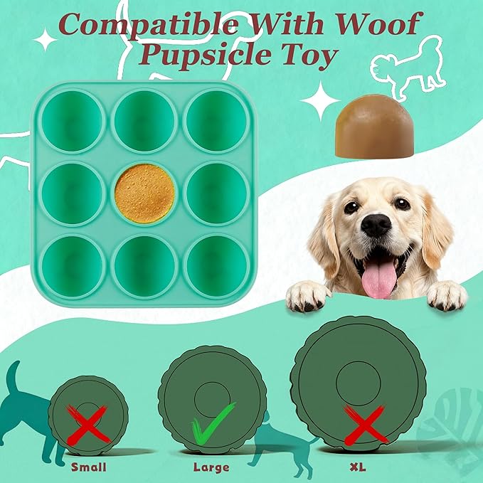9 Cavities Silicone Dog Treat Mold with Lid for Woof Pupsicle & Power Chewer Pupsicle,Frozen Dog Silicone Molds for Making Refill Popsicle Treats 25-75 lbs & Up (Large with Lid)