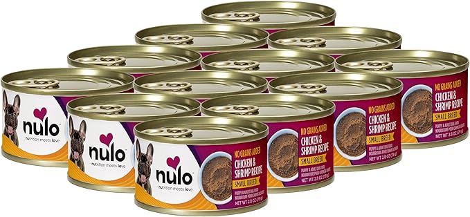 Nulo Grain-Free Small Breed Wet Canned Puppy & Dog Food, Chicken and Shrimp 2.8 Ounce, 12 Cans