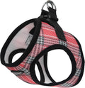 Bark Appeal Coral Red Plaid Step-in Dog Harness for Extra Small Sized Pets – Updated Sizing, Re-Measuring is Essential – Soft Vest Harness – Anti-Choke with Adjustable Strap & Heavy Duty Clip – XS