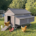 Mobile Chicken Coop with Wheels, Large 16.4ft² Chicken House for 6-8 Chickens, Weatherproof Chicken Tractor, with Nesting Boxes & Foldable Ramp, Easy Clean with Pull-Out Metal Trays