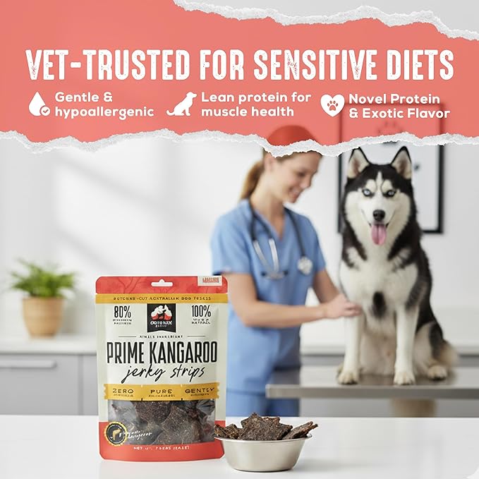 | Prime Kangaroo Dog Treats Jerky Strips | Single Ingredient Air Dried Natural Dog Treats (7.05 oz)
