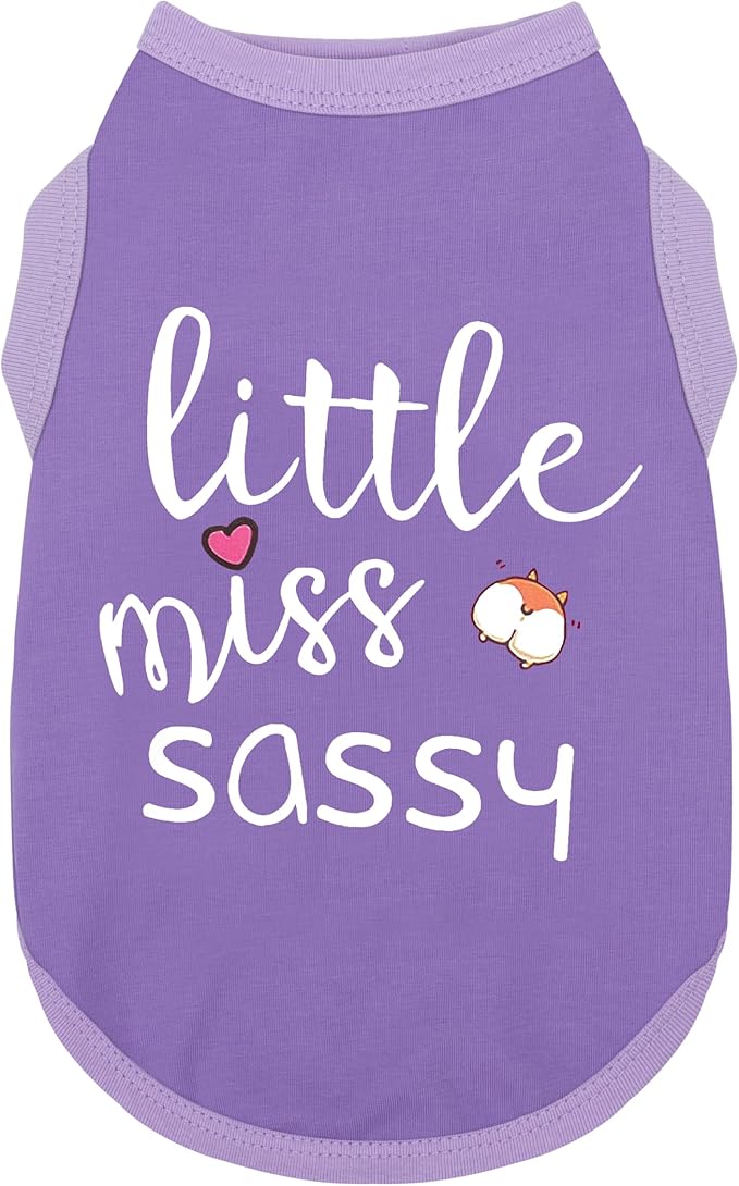 Paiaite Dog Clothes Fashionable Sleeveless Pet Vest: 'Little Miss Sassy' Printed Cotton Dog Shirt, Ideal for Small, Medium, and Large Breeds, Ensuring Comfort and Breathability Purple S