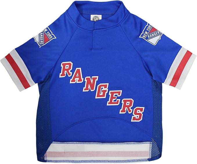 NHL New York Rangers Jersey for Dogs & Cats, Medium. - Let Your Pet Be A Real NHL Fan!