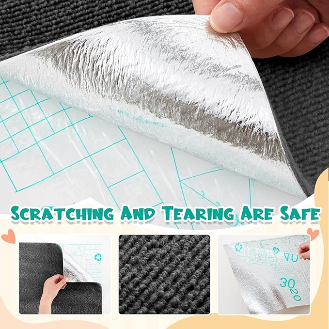 Rabbit Scratch Mat 12 Inch x 6.56 ft Self Adhesive Bunny Scratching Pad Cuttable Claw and Teeth Care Rabbit Mat for Cage Small Animal Scratching Rug for Biting Sleeping Nesting(Dark Gray)