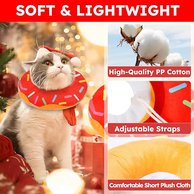 Hpetppy Cat Cone Collar Soft, Cat Recovery Collar for Wound Healing Cute Donut Adjustable Kitten Cones to Stop Licking Comfortable Lightweight Neck Elizabethan Collars for Kittens After Surgery