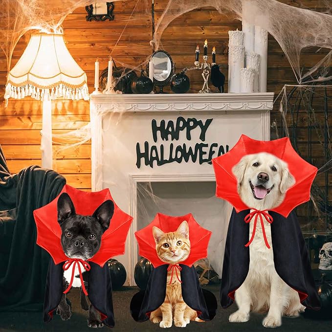 Dog Halloween Costume Dog Vampire Costume Funny Pet Vampire Devil Cape Cloak Halloween Costumes for Small Medium Large X-Large Dogs Pets (Medium)