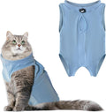 Cat Recovery Suit Anti Licking, Cat Surgery Recovery Suit Female Cats Kitten Onesie After Spay, Cone of Shame Alternative, Post- Surgery Kitten Surgical Clothes for Abdominal Wounds(Blue,S)