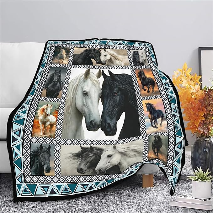 Horse Throw Blanket Horse Stuff Gifts for Kids Girls Boys Adults Women Men Soft Cozy Warm Plush Fluffy Fuzzy Fleece Blanket Decor 40''X50''