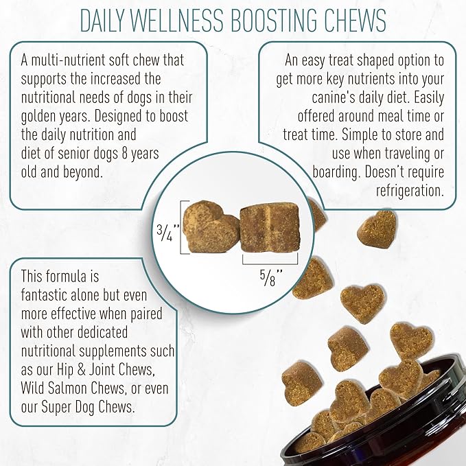 Strawfield Pets Senior Multivitamin + Probiotics for Dogs with Milk Thistle Joint Support Supplement for Dogs Bacon Flavor 120 Soft Chews