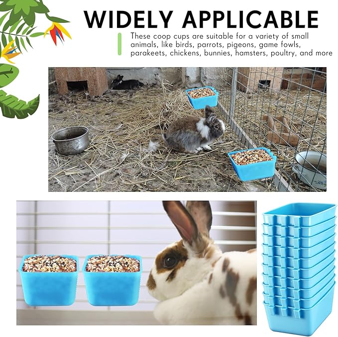 Maxdot 20 Pcs Chicken Water Feeder Cups 16 oz Pigeon Bird Feeder Cups Hanging Cage Chicken Water Cup for Pet Parrot Rooster Parakeet Bunny Gamefowl Poultry Wire Hutch(Light Blue)
