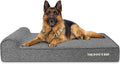 The Dog’s Bed Orthopedic Memory Foam Dog Bed with Headrest, Calming Surface – CertiPUR-Certified Foam, Linen Fabric, Grey Linen, XL, 6-Inch