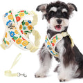 Patas Lague Dog Harness with Leash Set Adjustable Soft Padded Step-in Dog Vest No Choke No Pull Reflective for Small Medium Pets with Poop Bags and Dispenser, Solid and No-chew, Floral Yellow S