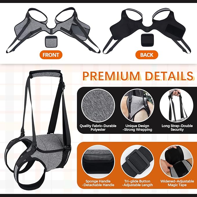 ROZKITCH Dog Lift Harness, Pet Rear Support Aid Veterinarian Approved Sling for Old Help with Poor Stability, Back Leg Hip Disabled Joint Injury Elderly Arthritis ACL Rehabilitation Rehab Grey S