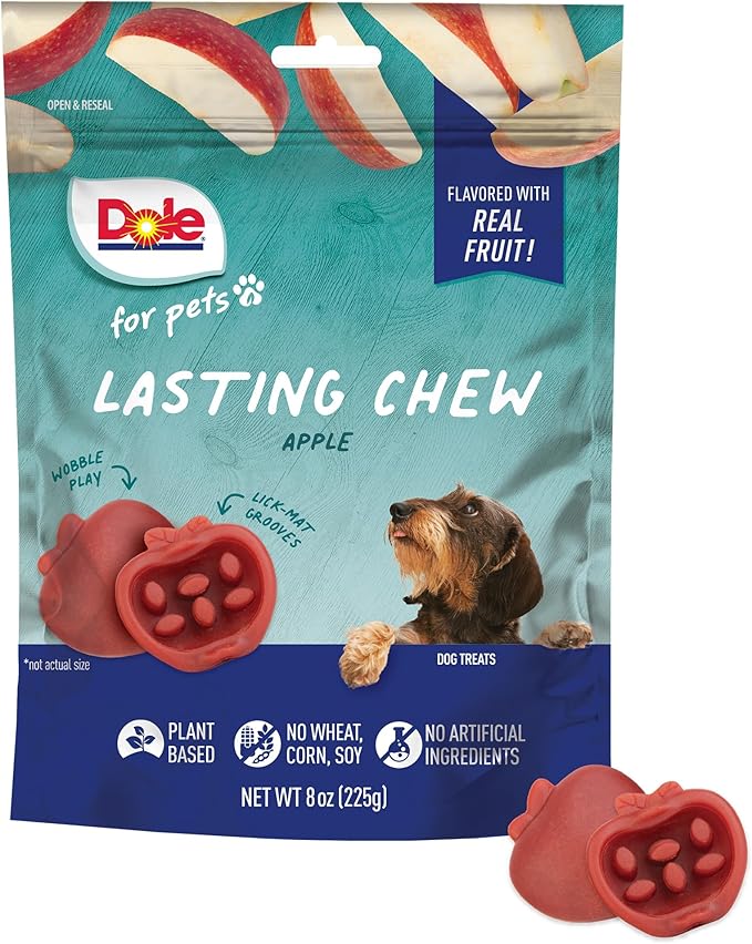 Dole for Pets Freshly Fetched Lasting Chew, Apple Flavor Dog Treats, Small Breeds, No Wheat, Corn, Soy, Artificial Flavors, Colors, or Animal Products, 8 Ounces, 10 Chews