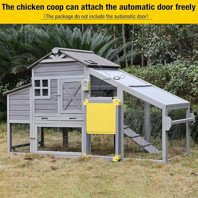 Aivituvin Chicken Coop Mobile Chicken House on Wheels Expandable Wooden Poultry Cage with Large Nesting Box Leakproof Pull-Out Tray Rabbit Hutch Bunny Cage,UV-Resistant Roof (Grey，AIR32)
