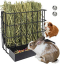 BESNEW 2 in 1 Rabbit Hay Feeder with Food Box,Upgraded Metal Guinea Pig Hay Feeder Hay-Leak Proof Bottom,Easy to Install,Bunny Supplies for Rabbit Guinea Pig Chinchilla Small Animals
