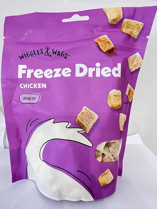 Wiggles & Wags Freeze Dried Chicken Crunchy Dog Treats,5 oz, 1 Pack