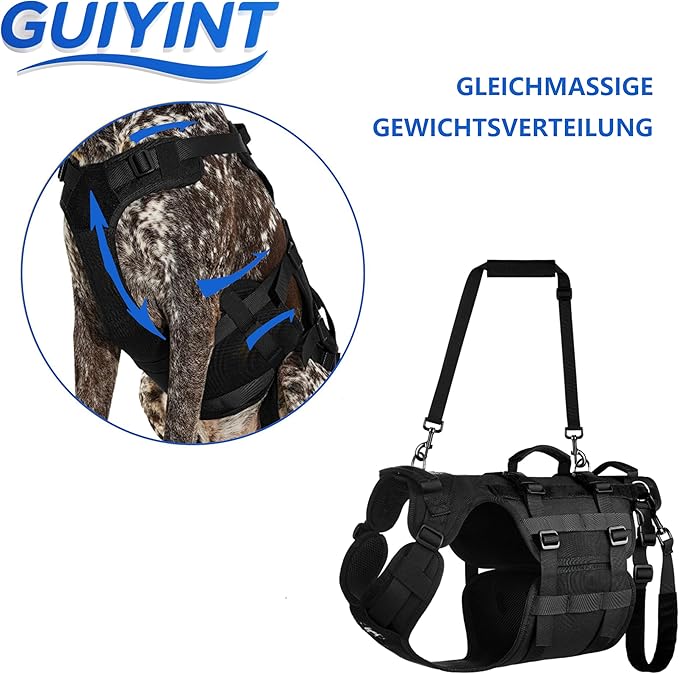 Full Body Dog Lift Harness for Large Dogs - Mobility Assistance Vest with Handles for Senior, Disabled, Recovering Pets, Dog Hip Support Brace& Walking Aid(Black, Large)