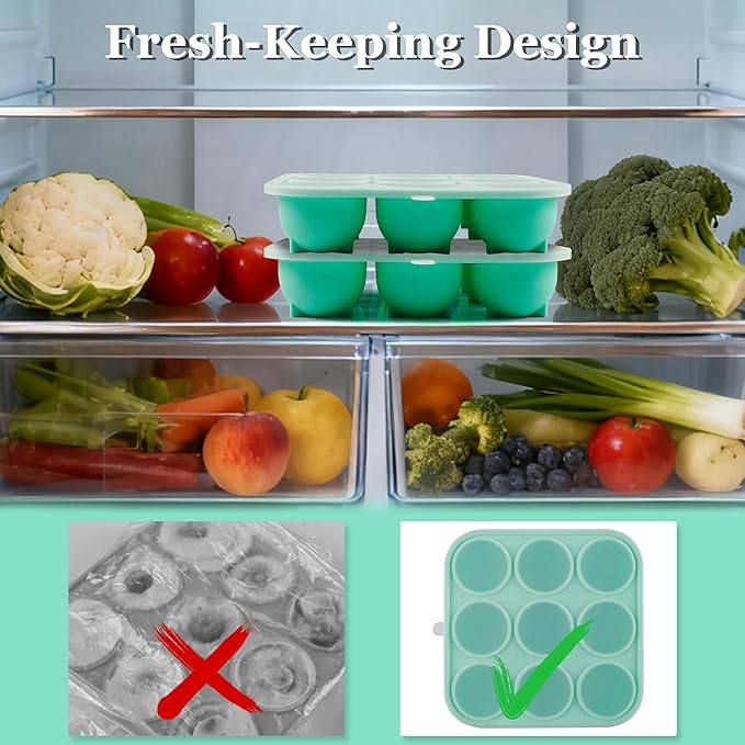 9 Cavities Silicone Dog Treat Mold with Lid for Woof Pupsicle & Power Chewer Pupsicle,Frozen Dog Silicone Molds for Making Refill Popsicle Treats 25-75 lbs & Up (Large with Lid)
