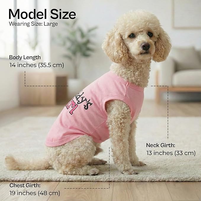 Parisian Pet Dog Shirt – 100% Cotton Shirts for Large Dogs – Pink Sleeveless Puppy Clothes – Lightweight and Breathable Dog Apparel – Girl Dogs Clothes - Stretchy Daddy’s Girl Pet Shirt