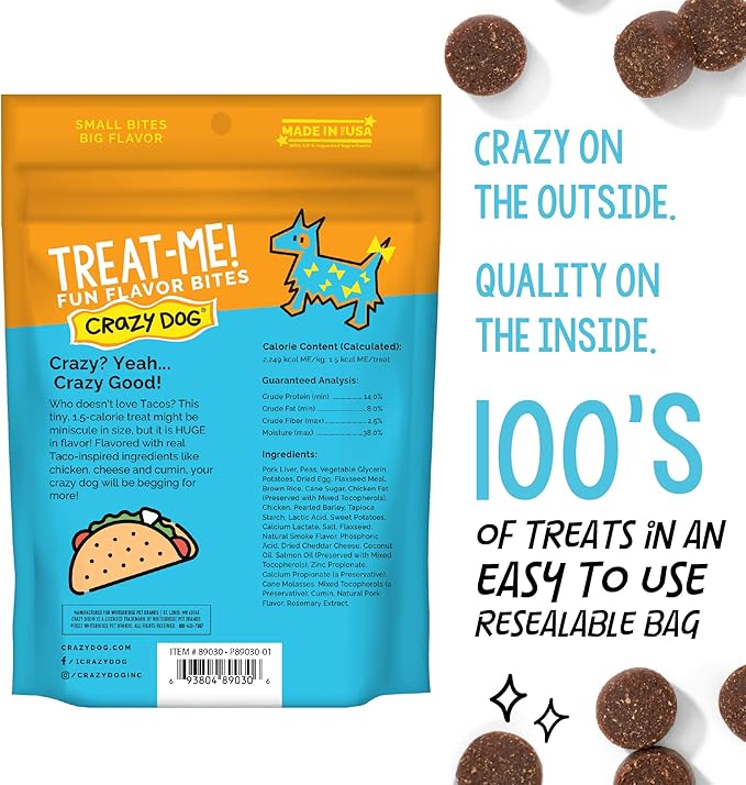 Crazy Dog Treat-Me! Mini Treats: Taco, 4 oz. Bag