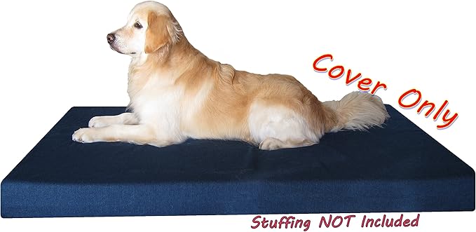 Dogbed4less Jumbo 55X47X4 Inches Blue Color Denim Jean Dog Pet Bed External Zipper Duvet Cover - Replacement Cover only