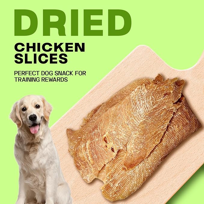 Dried Chicken Slices for Dogs - 100% Pure Chicken Breast, Single Ingredient Protein Treats - Freeze-Dried Style, Healthy Training Rewards for All Breeds, High Value