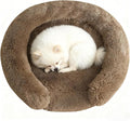 Calming Dog & Cat Beds for Small Medium Dogs Cats, Anti-Anxiety Pet Bed Orthopedic Donut Cushion, Soft Fluffy Faux Fur Warming Cozy Washable, Fits up to 15 lbs Pets (Round, Coffee 20")