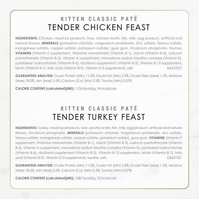 Fancy Feast Purina Tender Ocean Whitefish,Turkey,Chicken and Salmon Feasts Wet Kitten Food Variety Pack - 3 oz. Boxes,(Pack of 48)