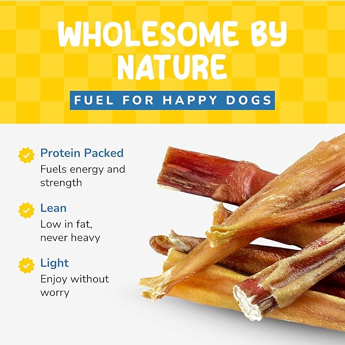 CHARLEY & ME All-Natural Bully Sticks for Dogs Made in The USA - Low-Odor, Rawhide-Free 6” Beef Chews for Aggressive Chewers & Dental Health (Pack of 25)