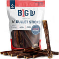 Big Lu - 6-Inch Beef Jerky Sticks for Dogs, 6 Count, All-Natural Beef Gullet, Grass-Fed Jerky Chews, Fully Digestible, High-Protein Treats with Glucosamine and Chondroitin for Joint Health