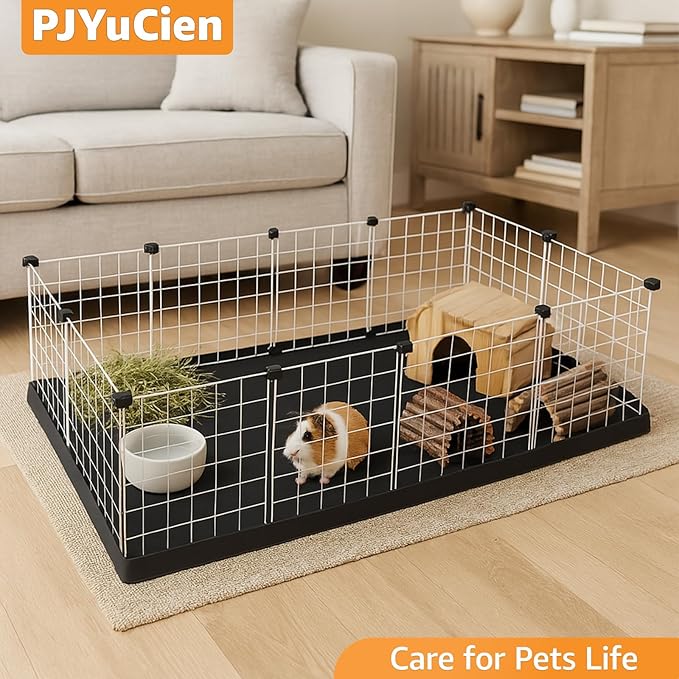 PJYuCien Guinea Pig Cage Liner, Washable Waterproof Base, C&C Cage Bottom Pad, Elastic Cord, Reusable Pad for Rabbits Chinchillas Hedgehogs Ferrets Small Animals, 24"x48"(Not Include Cage)