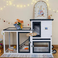 Rabbit Hutch Indoor Outdoor Bunny Cage, Weather Resistant Openable Roof, Slide Out Tray, Handle & Rolling Wheels, Chicken Coop, 48.05" L x 26.02" W x 34.3" H, White