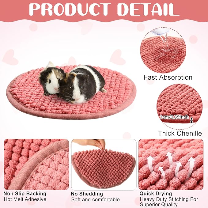 Amylove 4 Pcs Guinea Pig Cage Liner Washable Fleece Pee Pads Pet Dog Cat Bedding Training Mat for Small Animal Guinea Pig Puppy Bunny Hamster(Diameter 7.8 Inch,Round,Mixed Color)