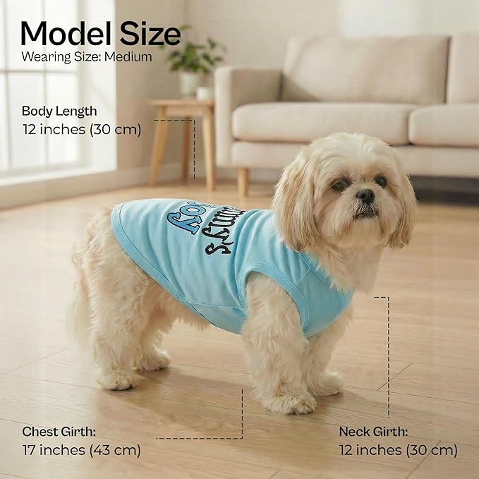 Parisian Pet Dog Shirt for Mother's Day – 100% Cotton Shirts for Large Dogs – Blue Sleeveless Puppy Clothes – Lightweight and Breathable Dog Apparel – Boy Dogs Clothes - Stretchy Mommy’s Boy Pet Shirt
