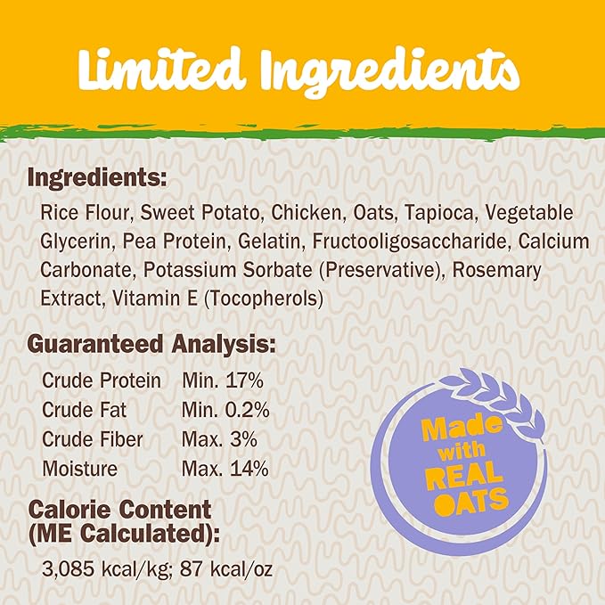 Cadet Chewalicious Layered 'N Dipped with Oats, Rawhide-Free Dog Chews, Limited-Ingredient & Long-Lasting Chew Treats for Dogs, Made with Real Chicken, Oat Flavor, 2 Pack