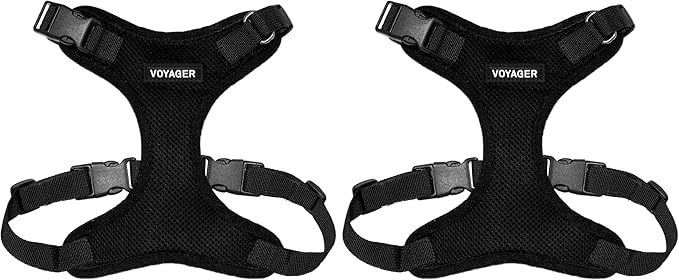 Voyager Step-in Lock Pet Harness - All Weather Mesh, Adjustable Step in Harness for Cats and Dogs by Best Pet Supplies - Black, XS (Pack of 2)