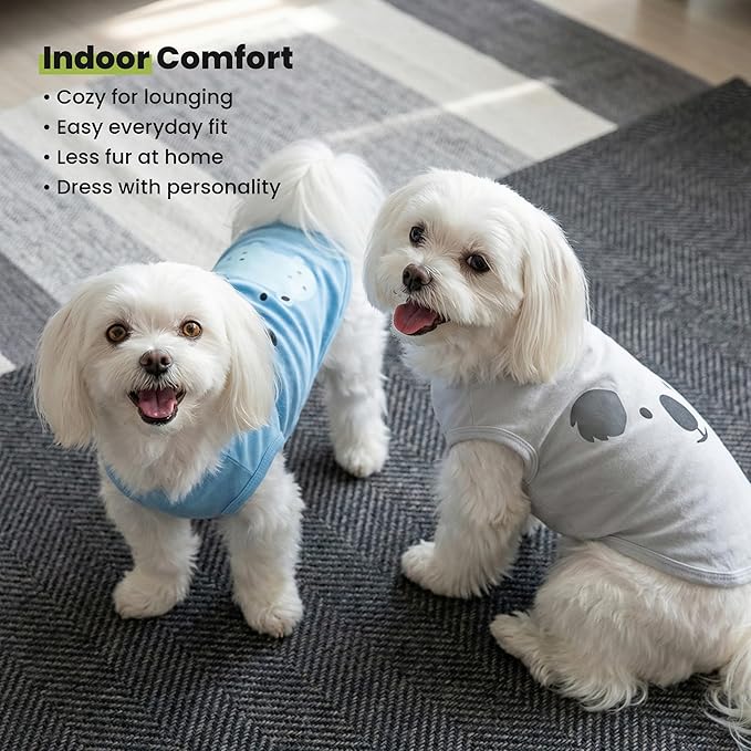 Fitwarm 3 Pack Hippo Sheep Koala Dog Shirt, Summer Clothes for Small Dogs Boy Girls, Funny Pet Outfit, Black, White, Gray, Blue, XXL