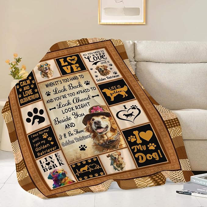 Golden Retriever Throw Blanket Golden Retriever Puppy Stuff Gifts for Dog Lover Kids Girls Boys Adults Women Men Soft Cozy Warm Plush Fluffy Fuzzy Fleece Blanket Decor 40''X50''