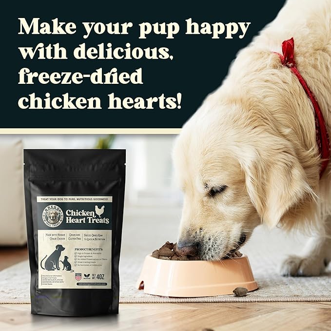 Oregon Trail Treats Freeze Dried Chicken Hearts 4oz - Premium Single Ingredient Cat & Dog Chicken Treats - No Preservatives, Zero Gluten or Grain - Made in The USA