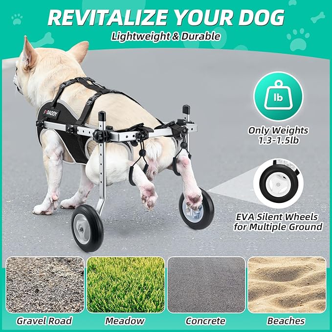 Nasjac Dog Wheelchair for Back Legs - Lightweight Portable Wheelchair with Reflective Stripes, Adjustable Pet Wheelchair Cart for Senior, Arthritis, Paralyzed, Injured, or Disabled Dogs