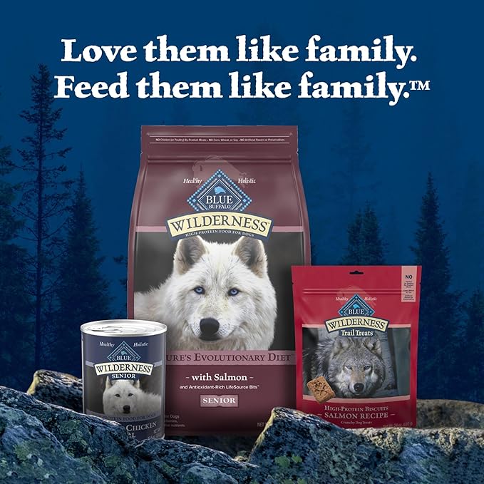 Blue Buffalo Wilderness High-Protein Natural Dry Food for Senior Dogs, Salmon Recipe, 4.5-lb. Bag