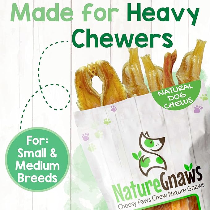 Nature Gnaws Beef Tendons for Dogs 4-5" (12 Count) - Mixed Thickness - Long Lasting for Small and Medium Dogs - Natural Beef Jerky Dog Chew Bones - Rawhide Free