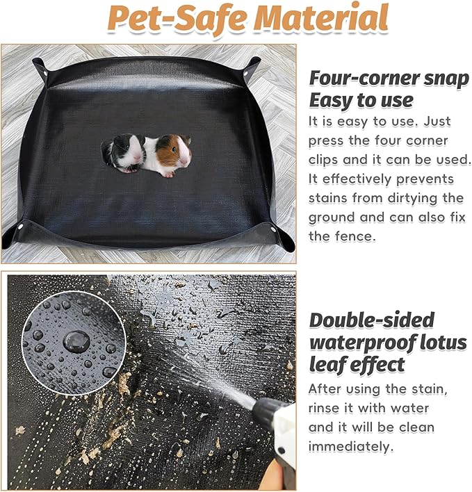 PINVNBY 59"x59" Thickening Waterproof Pet Playpen Mat, Guinea Pig Cage Liner Washable Tarp Bottom Reusable Base for Rabbits, Bunny, Ferrets and Other Small Animals, 1 PCS