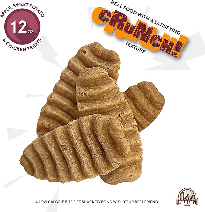 Wild Eats Sweet Potato Treats for Dogs 12 oz. (Great Low Calorie, Low Fat Alternative to Traditional Dog Biscuits, Dog Cookies, and Bones) Healthy Treats Perfect Training for Dogs