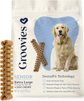 Groovies Senior XLarge Dog Dental Chews for Dogs, Patented DentalFit Technology for Plaque & Tartar Support, Flexible Texture for Easy Chewing, Chicken Flavor, USA Manufactured,50–100 lb Dogs,4 Count