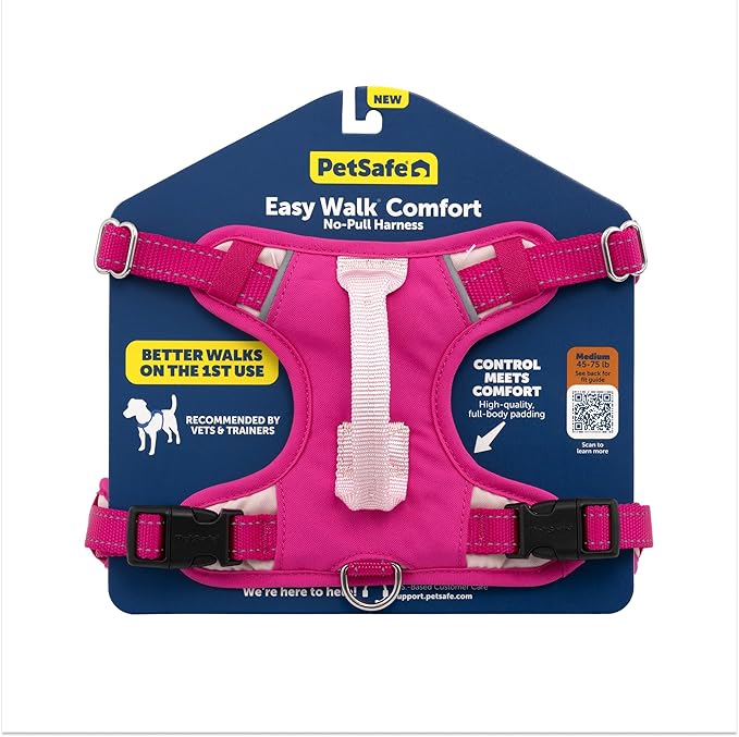 PetSafe Easy Walk Comfort No-Pull Dog Harness Full-Body Padding - Better Walks on the First Use - 5 Points of Adjustment Small/Medium, Pink